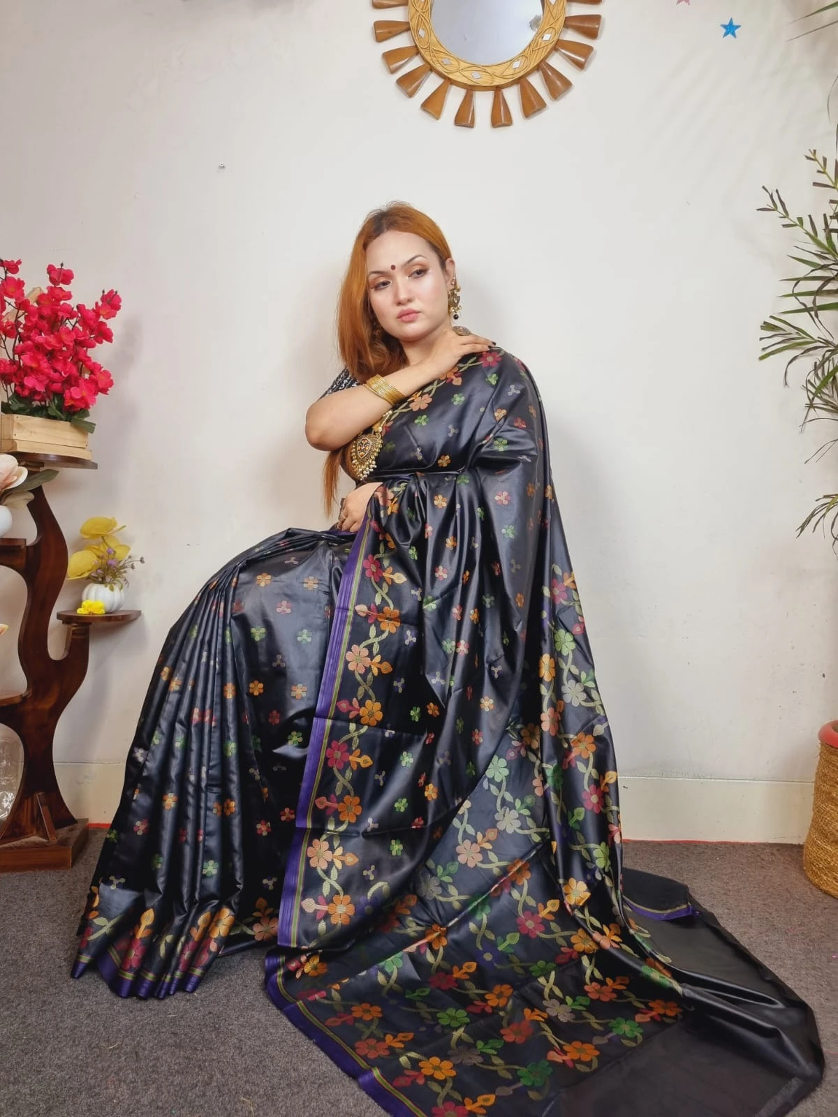 Black Katan Silk Saree - Image 3